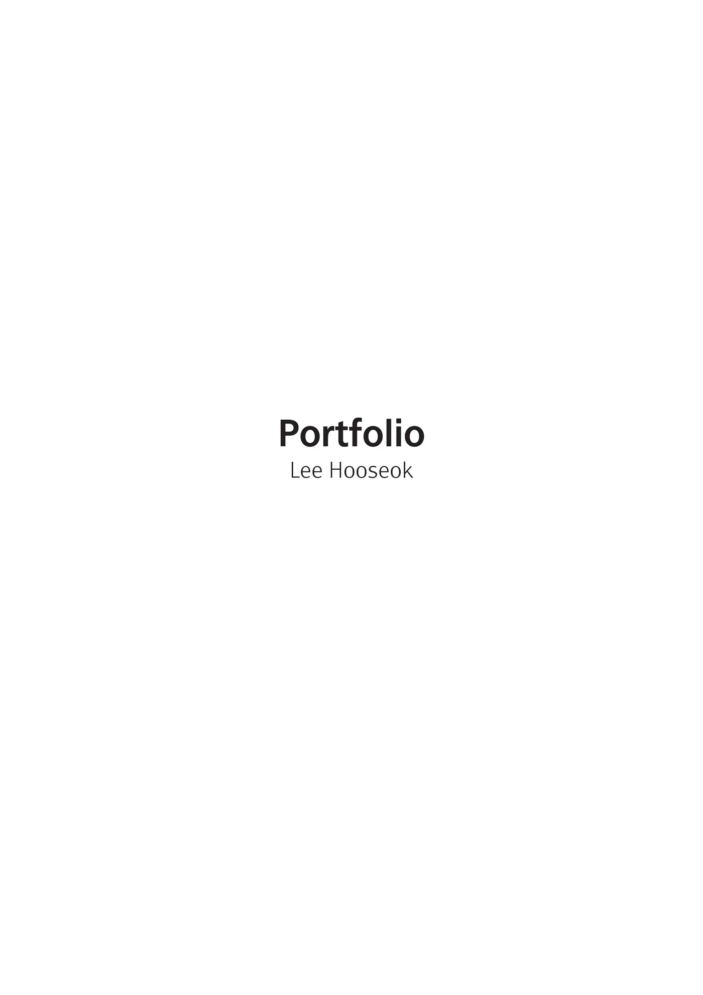포트폴리오 표지, 'Portfolio - Lee Hooseok' 타이틀 페이지